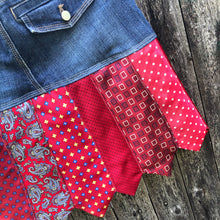 Load image into Gallery viewer, hot reds jumping frogs denim + tie skirt, (size 0/2)
