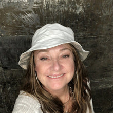 Load image into Gallery viewer, army camo + white denim reversible bucket hat
