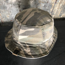 Load image into Gallery viewer, army camo + white denim reversible bucket hat

