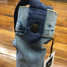 Load image into Gallery viewer, extra distressed denim + blue on blue tie wine sleeve
