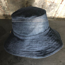 Load image into Gallery viewer, dark denim + blue denim reversible sun hat
