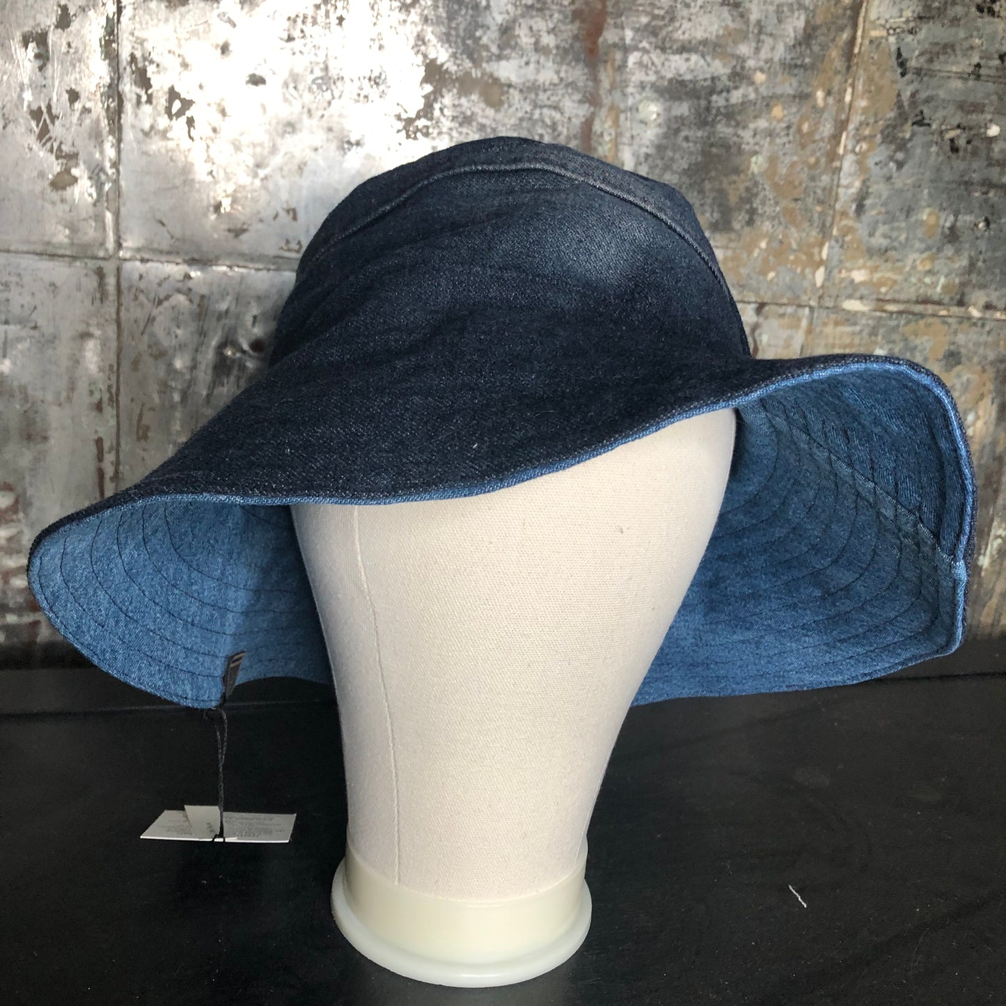 dark denim + blue denim reversible sun hat