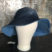 Load image into Gallery viewer, dark denim + blue denim reversible sun hat
