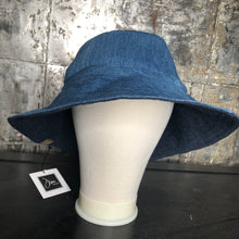 Load image into Gallery viewer, dark denim + blue denim reversible sun hat
