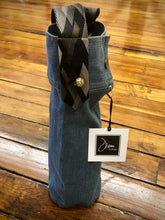 Load image into Gallery viewer, vintage blue denim + black gold geo tie wine sleeve
