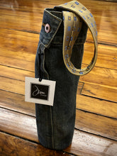 Load image into Gallery viewer, blue denim + gold tie wine sleeve
