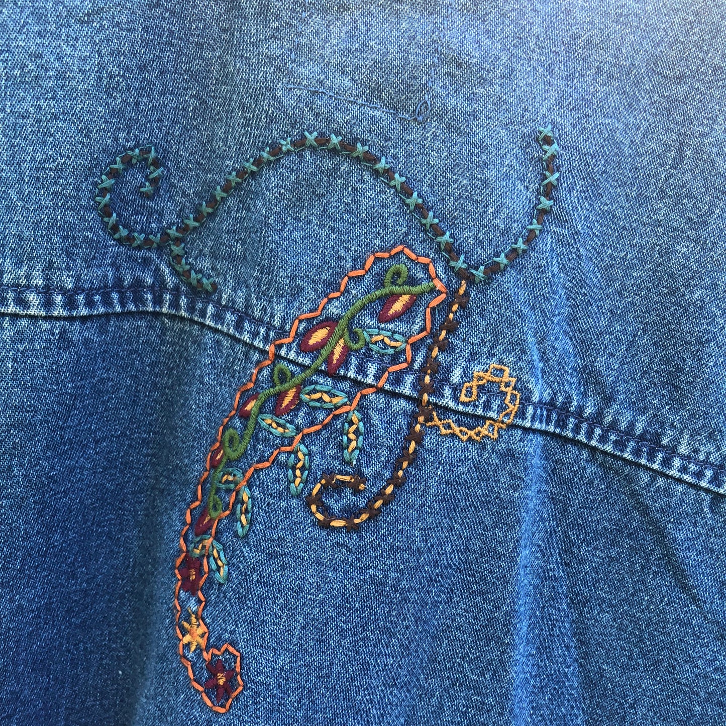 feminine paisley embroidered denim + deep plum corduroy