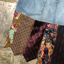 Load image into Gallery viewer, whiskered denim + purple plum tie skirt, (size 4)
