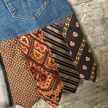 Load image into Gallery viewer, denim + vintage brown designer tie skirt, (size 8)
