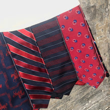 Load image into Gallery viewer, red blue white denim + vintage tie skirt, (size 10/12)
