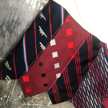 Load image into Gallery viewer, red blue white denim + vintage tie skirt, (size 10/12)
