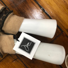 Load image into Gallery viewer, caramel + cheetah cashmere fingerless mittens
