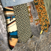 Load image into Gallery viewer, light wash denim + sports green tie skirt, (size 6)
